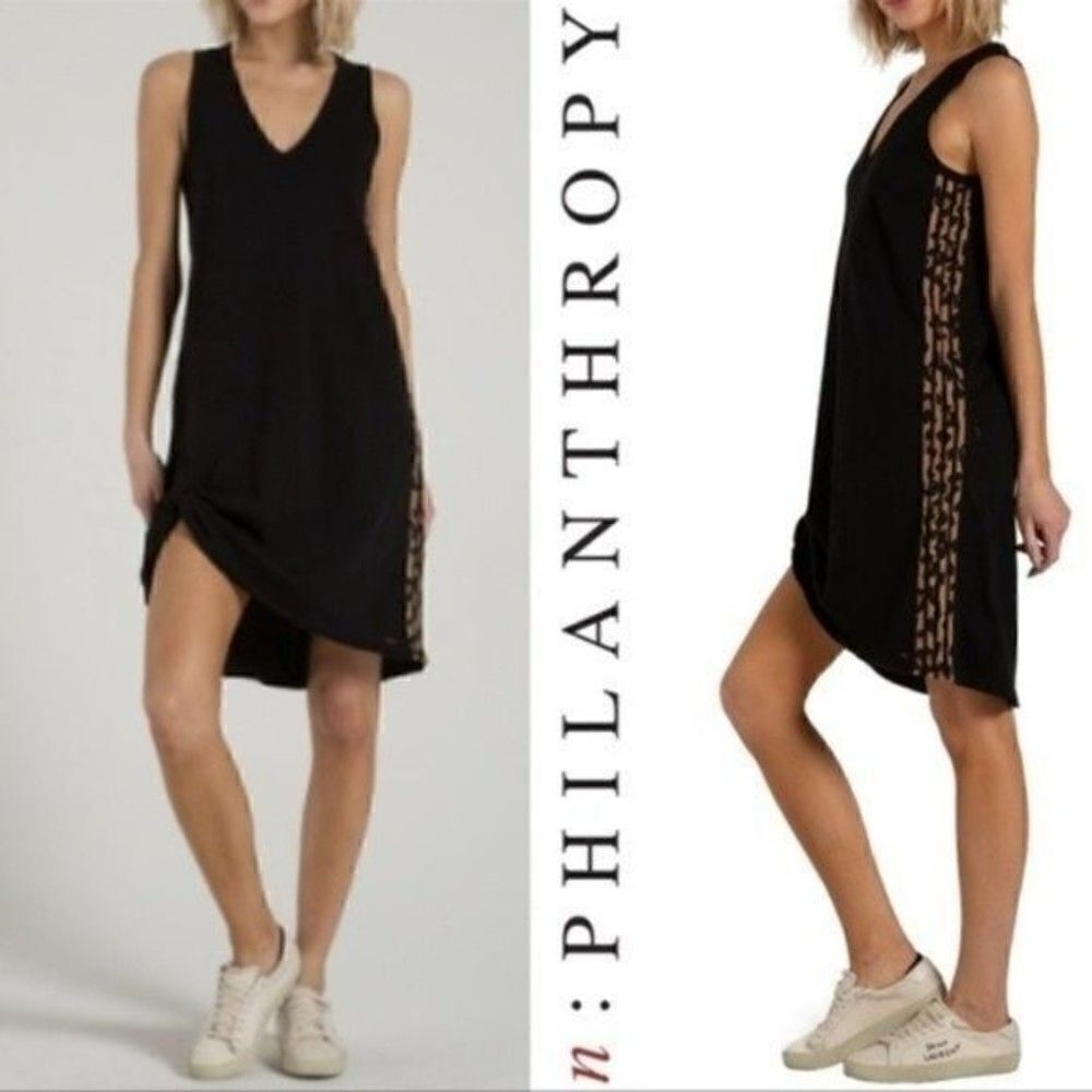 N:Philanthropy midi Dress black Leopard Alice Dress ruched cheetah XS BoxI